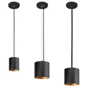 LED Cylinder Light 8-Inch Black Finish 80 CRI Rigid Pendant Stem Mount (OSL-CYL-8)