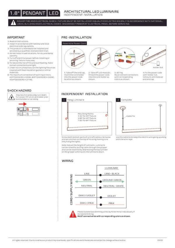 LED Zeta Linear 1.8" Pendant & Surface 8FT (OSL-ZE-ITWDD) - Image 8