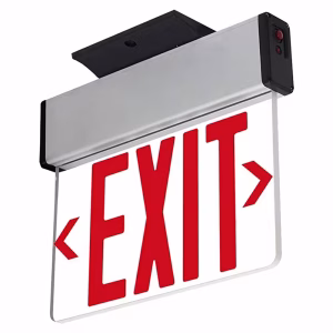 Edge-Lit LED Exit Sign – Double-Sided Display, Red or Green Letters, 90-Minute Battery Backup, 120-347V