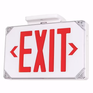 Wet Location LED Exit Sign – Red/Green Field-Selectable, Single or Double-Face, 90-Minute Battery Backup, 120/277V