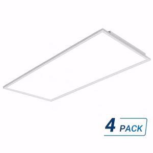 2x4 Backlit LED Flat Panel (Pack of 4) – Up to 9,000 Lumens – 30W-72W & 5CCT Field Selectable – 120-277V – DLC Premium
