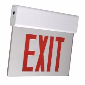 ELXTEU Edgelit Aluminum LED Exit Sign, Red/Green, White/Black/Aluminum