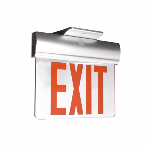 PELX Economy Plastic Edgelit LED Exit Sign, Red/Green, White/Black/Silver