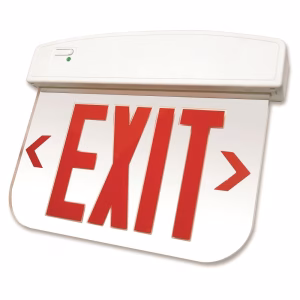 PLELRXTEU Edgelit Thermoplastic LED Exit Sign, Red/Green, White/Black/Silver